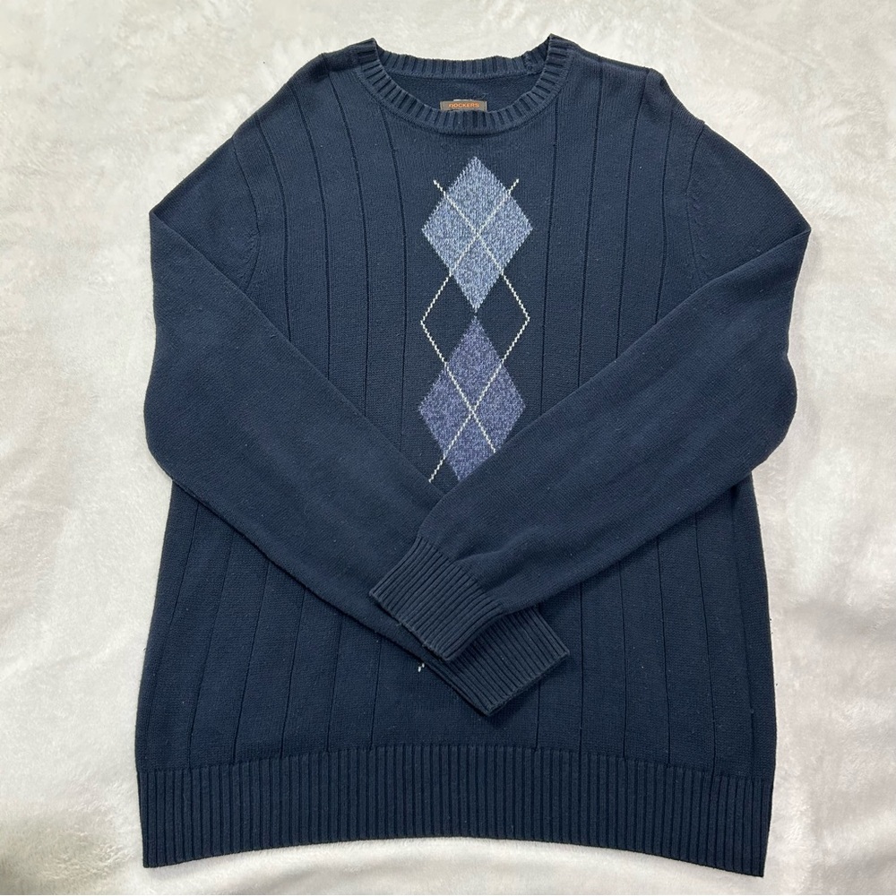 Dockers Dark Blue Argyle Crewneck Sweater